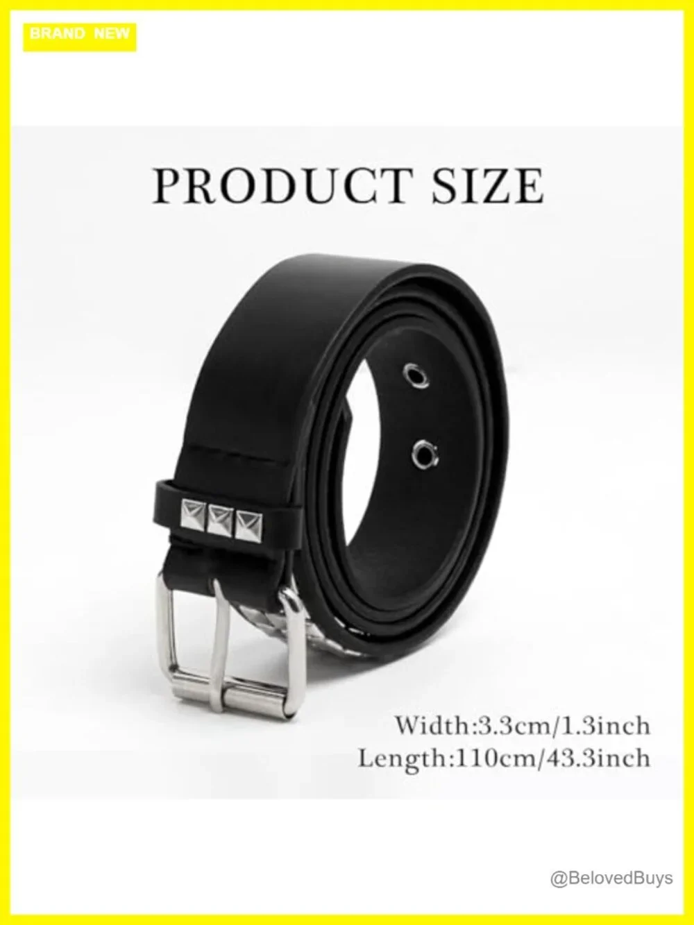 3 Pcs Black Studded Belt Y2K Star Gothic Punk Rock Belts with Grommet Threads